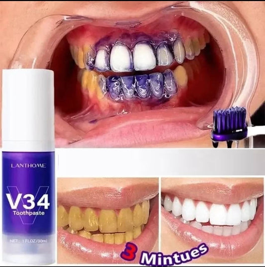 Mousse dentifrice blanchissante V34